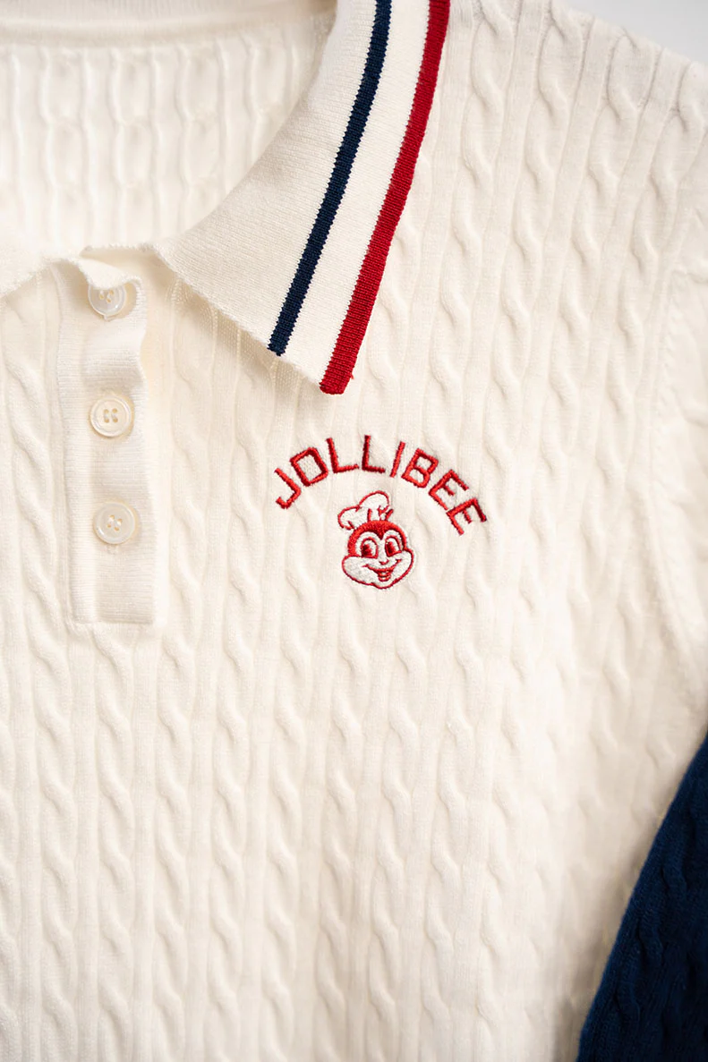 Jollibee Athleisure Cable Knit Polo - Off White - Image 4
