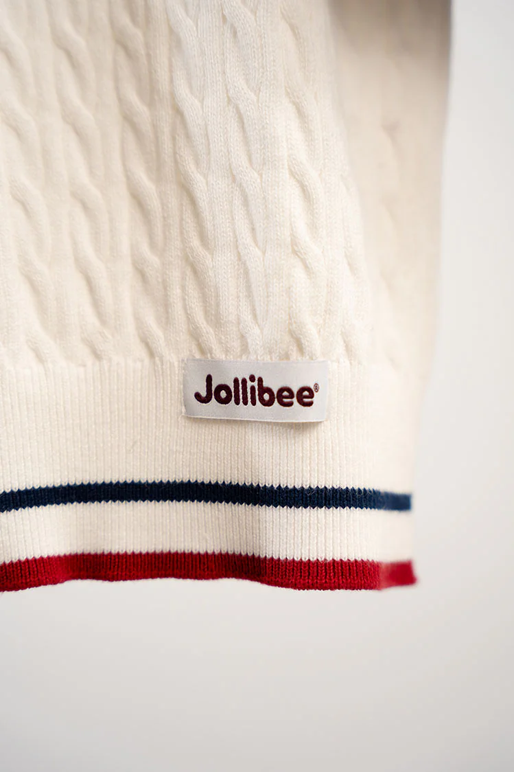 Jollibee Athleisure Cable Knit Polo - Off White - Image 5