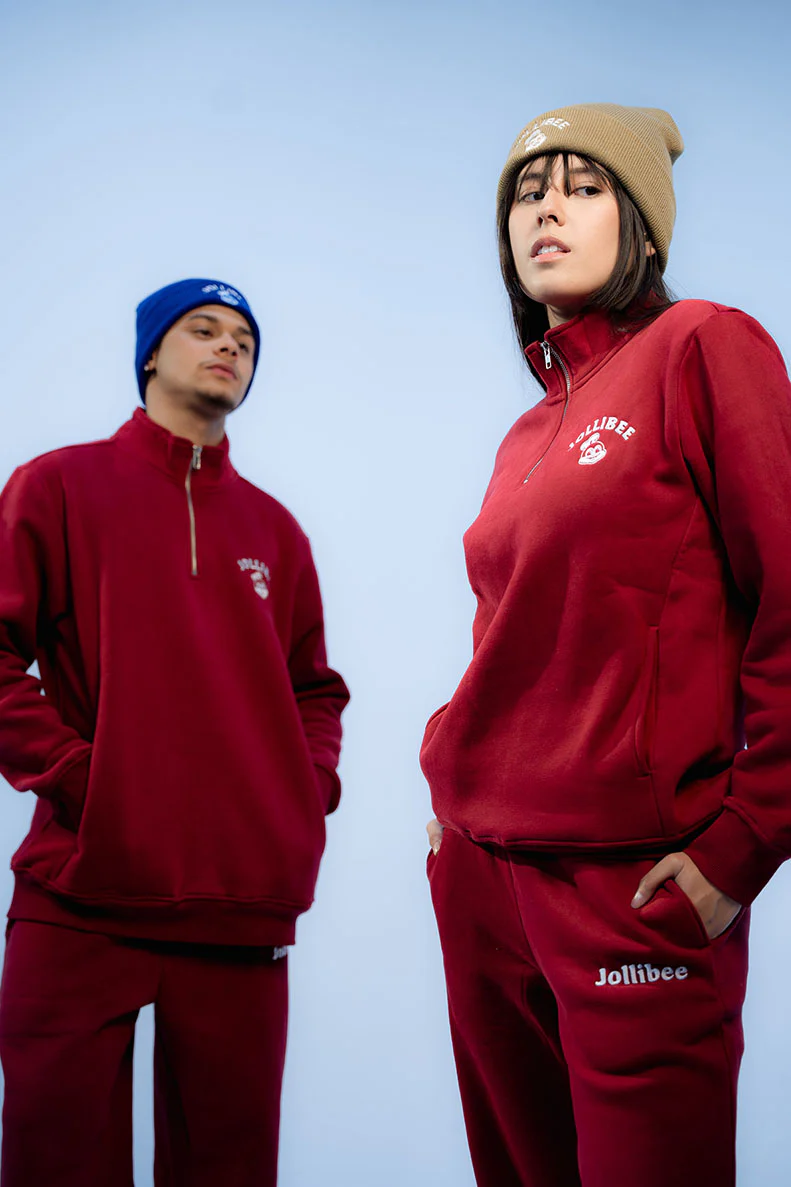 Jollibee Athleisure Quarter  Zip Sweat Set - Crimson Clay - Image 3