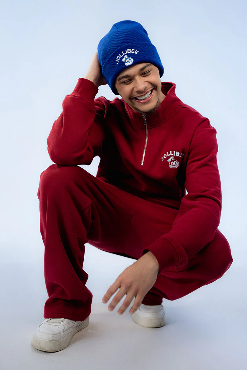 Jollibee Athleisure Quarter  Zip Sweat Set - Crimson Clay - Image 6