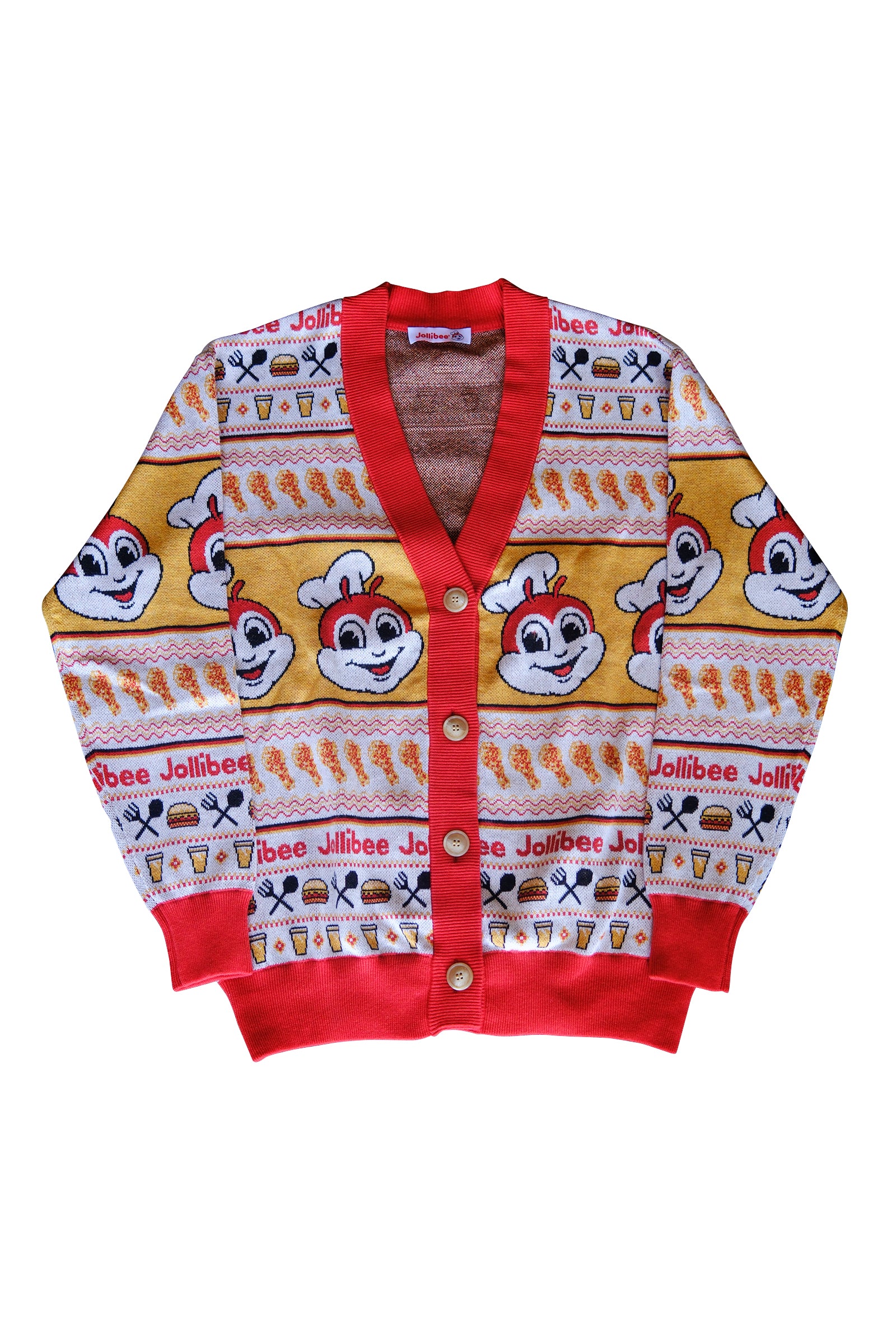 Jollibee Holiday Plaid Cardigan Red Trim