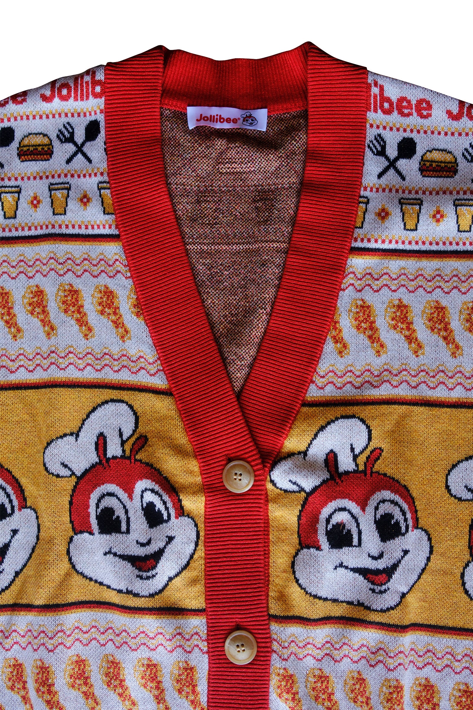 Jollibee Holiday Plaid Cardigan Red Trim - Image 2