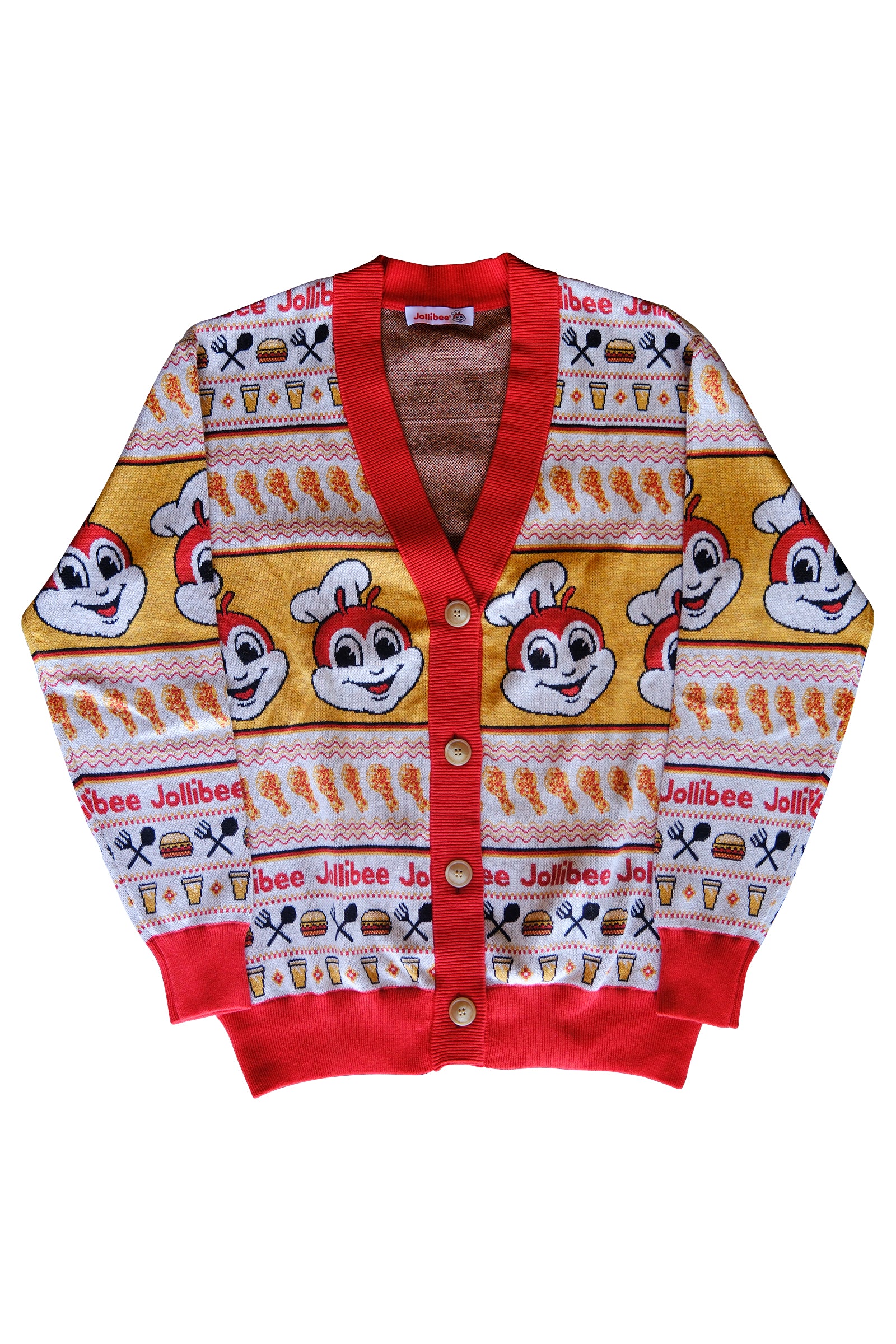 Jollibee Holiday Plaid Cardigan Red Trim - Image 3