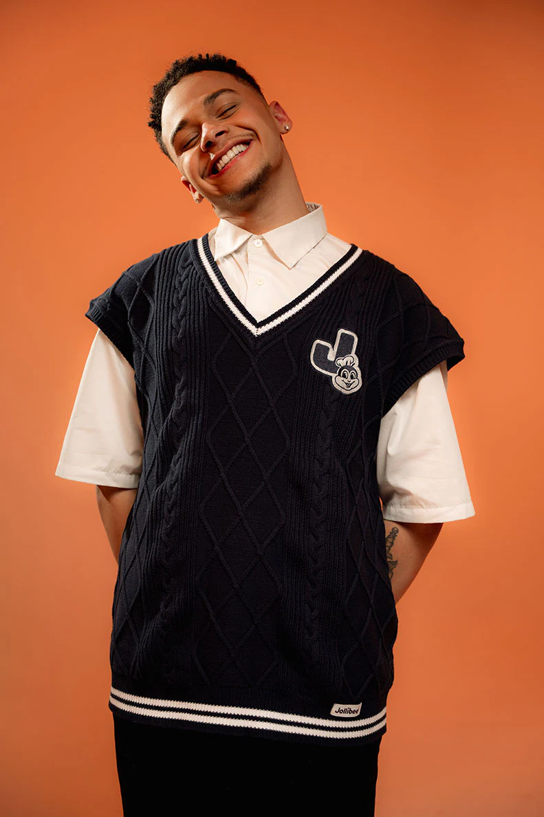 Jollibee J Logo Knit Sweater Vest - Midnight Navy - Image 3