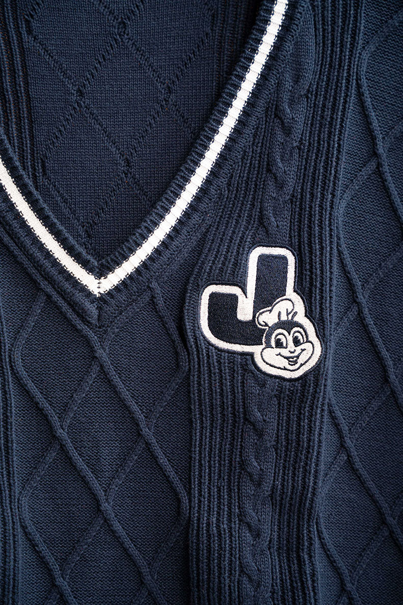 Jollibee J Logo Knit Sweater Vest - Midnight Navy - Image 6