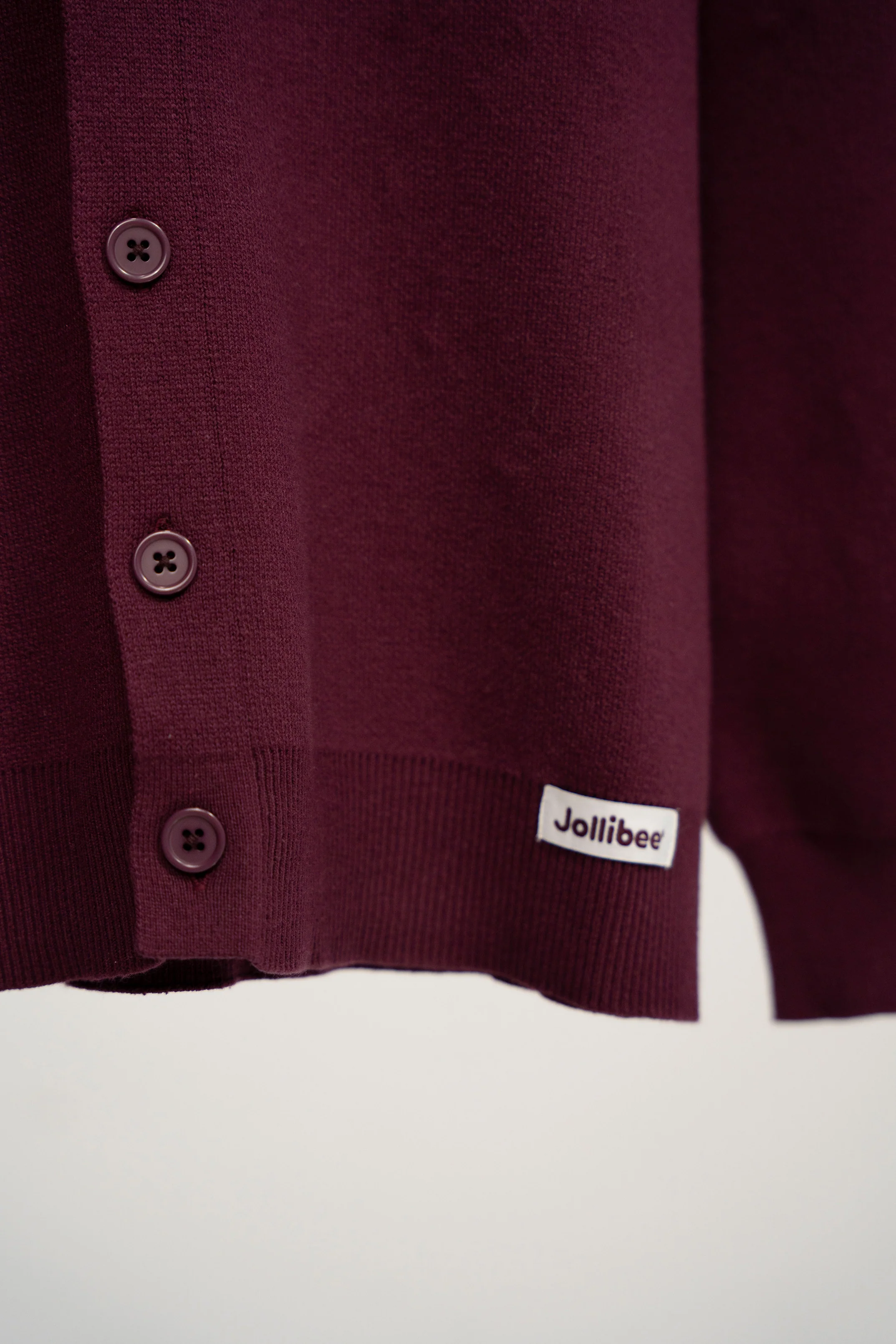 Jollibee J Logo Shawl Collar Cardigan - Merlot - Image 11