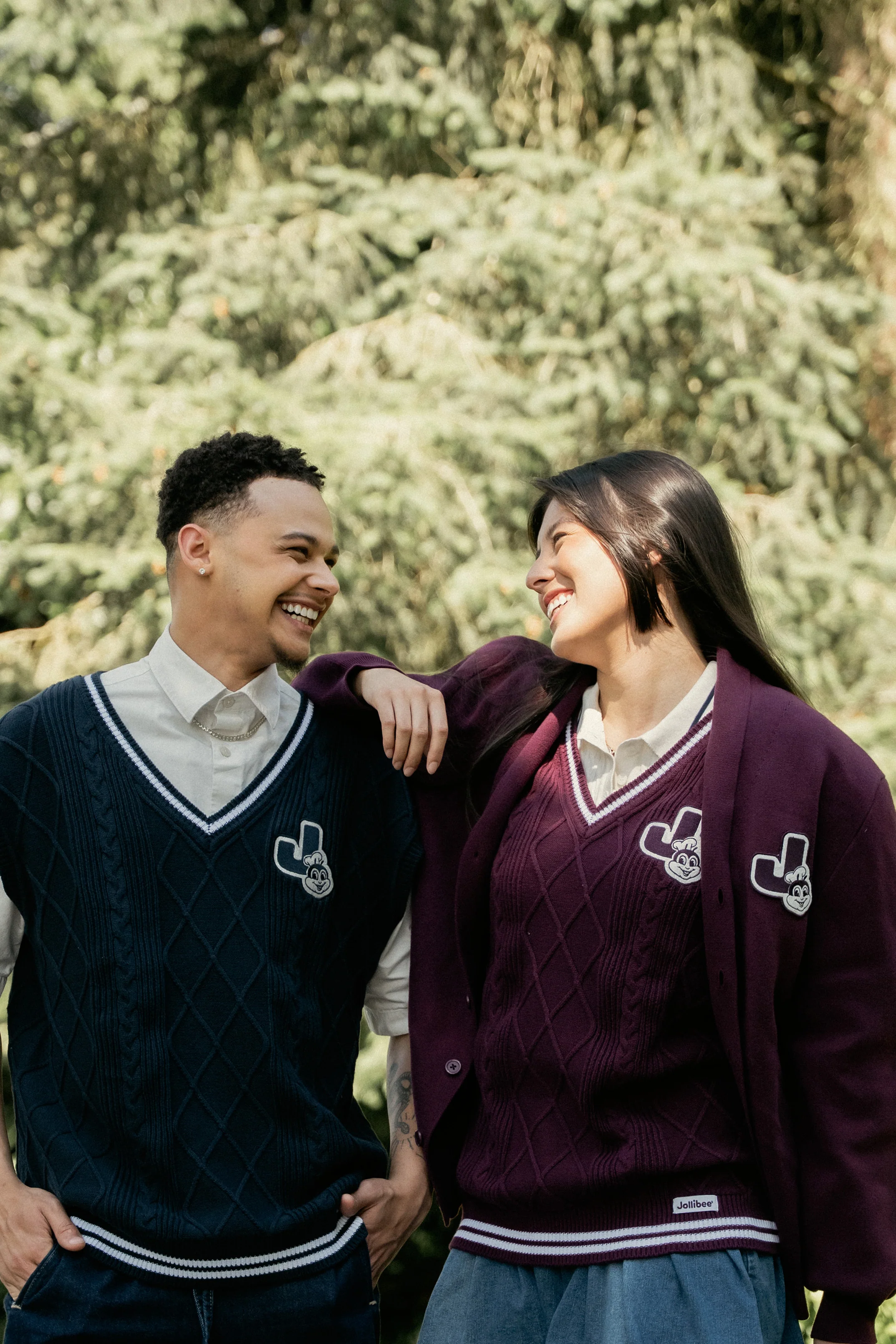 Jollibee J Logo Shawl Collar Cardigan - Merlot - Image 4