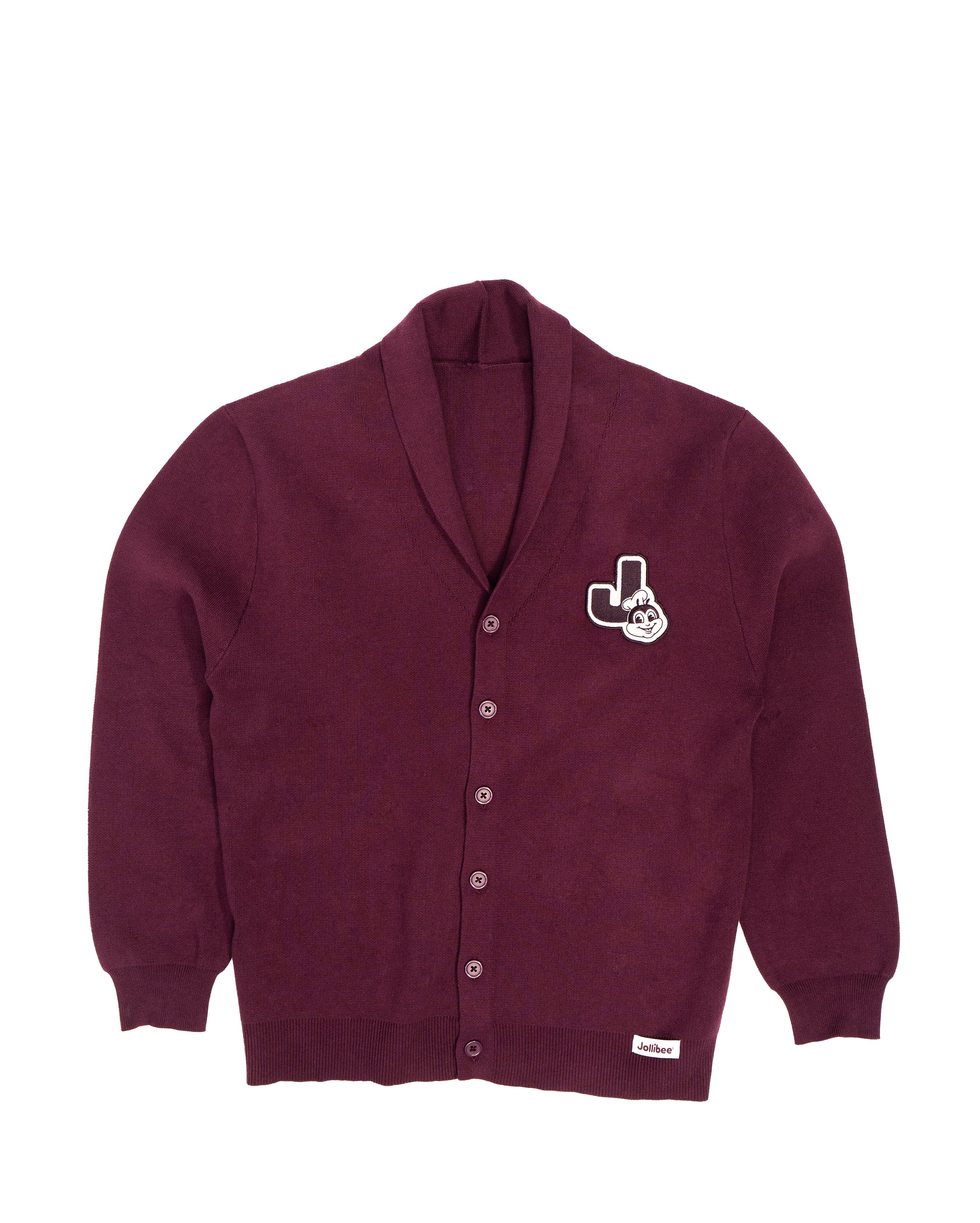 Jollibee J Logo Shawl Collar Cardigan - Merlot - Image 5