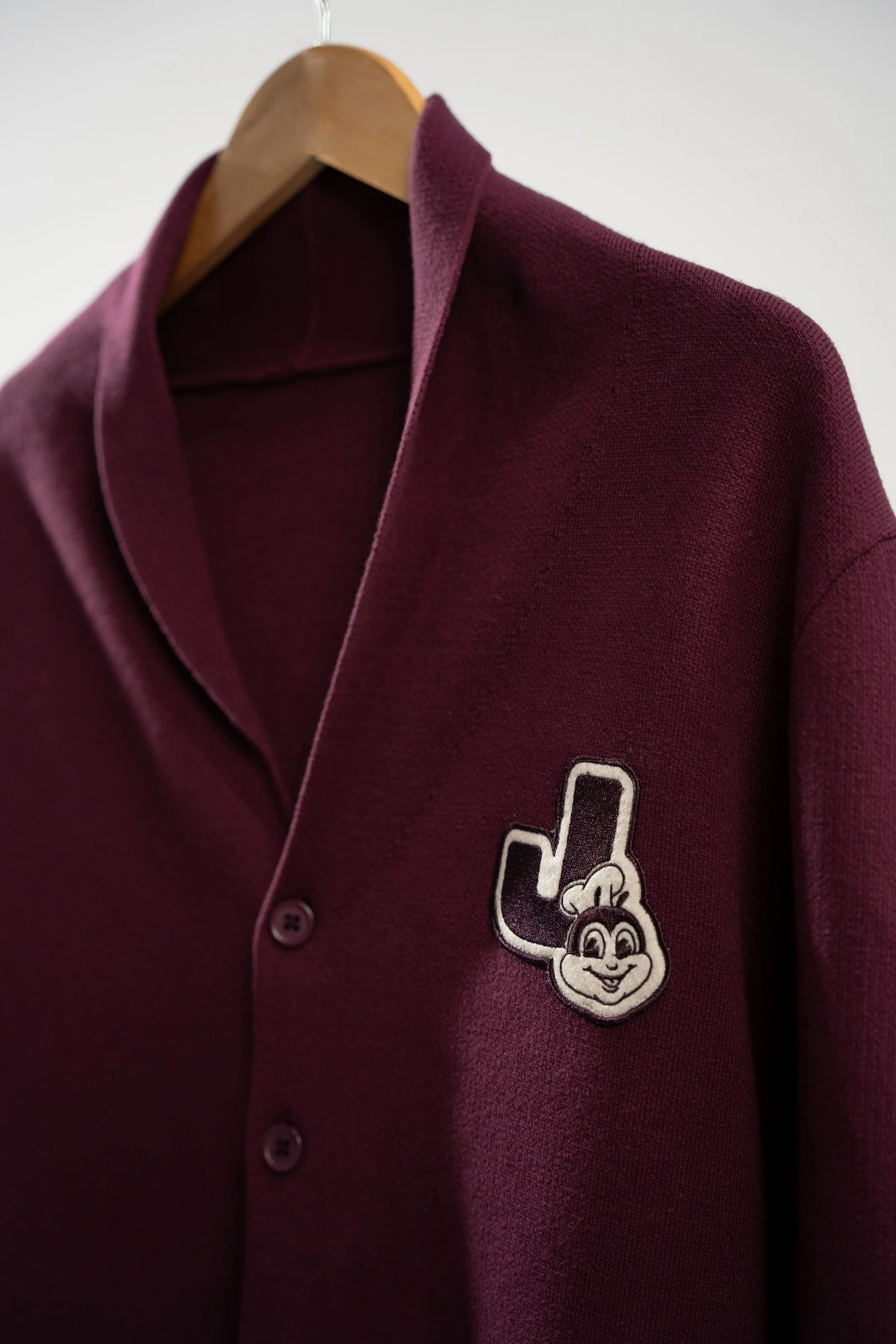 Jollibee J Logo Shawl Collar Cardigan - Merlot - Image 9