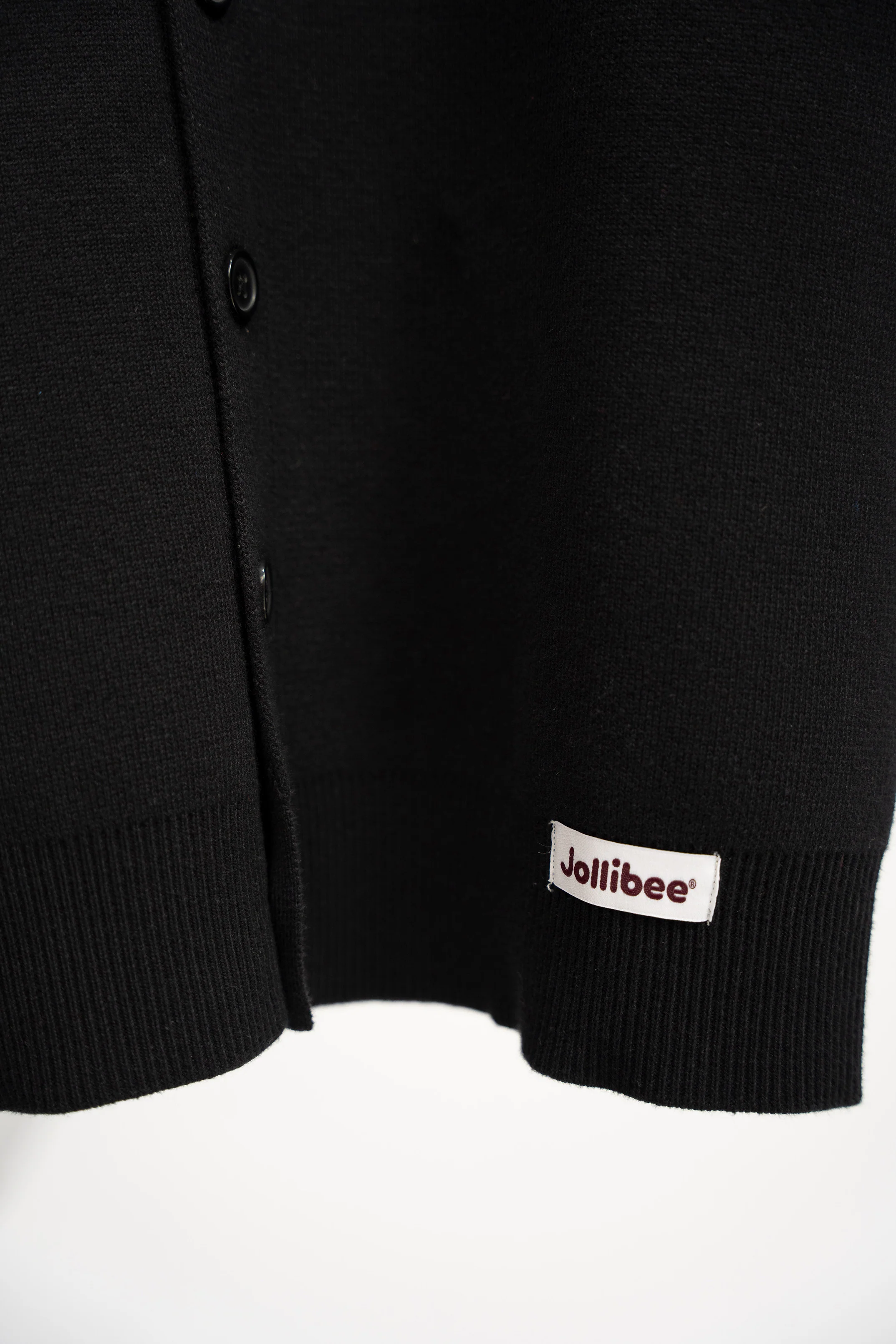 Jollibee J Logo Shawl Collar Cardigan - Jet Black - Image 6