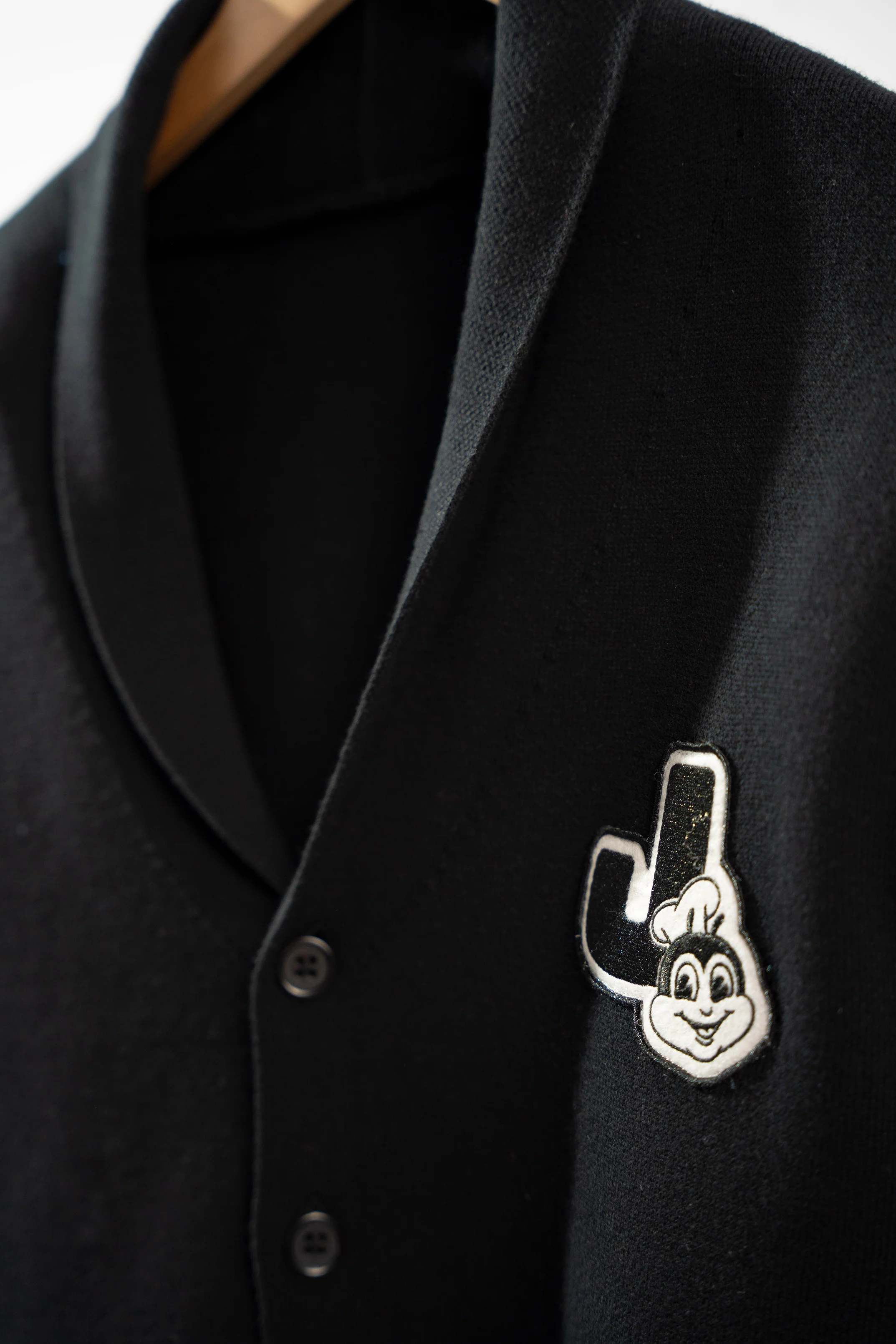 Jollibee J Logo Shawl Collar Cardigan - Jet Black - Image 7
