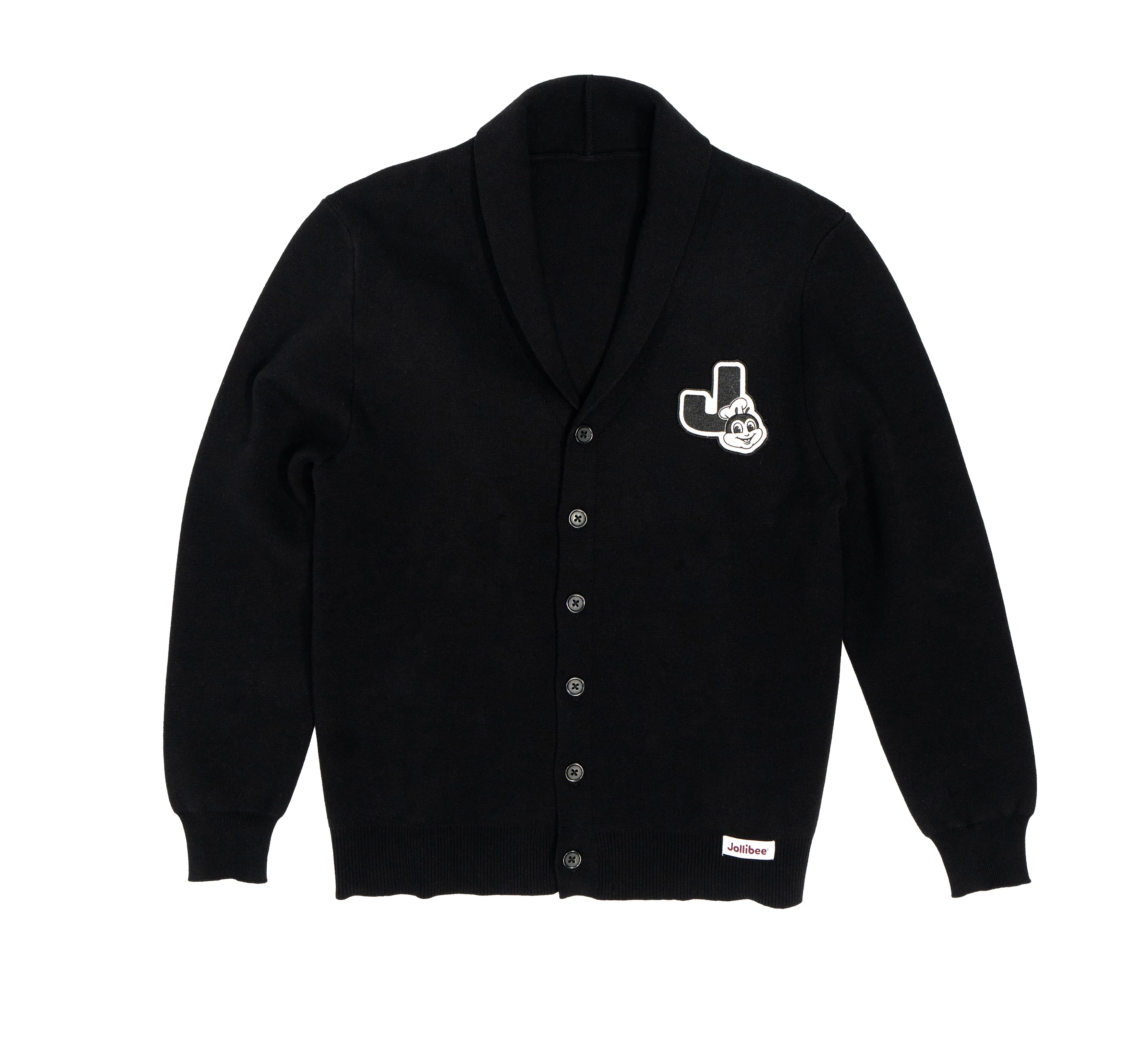 Jollibee J Logo Shawl Collar Cardigan - Jet Black - Image 8