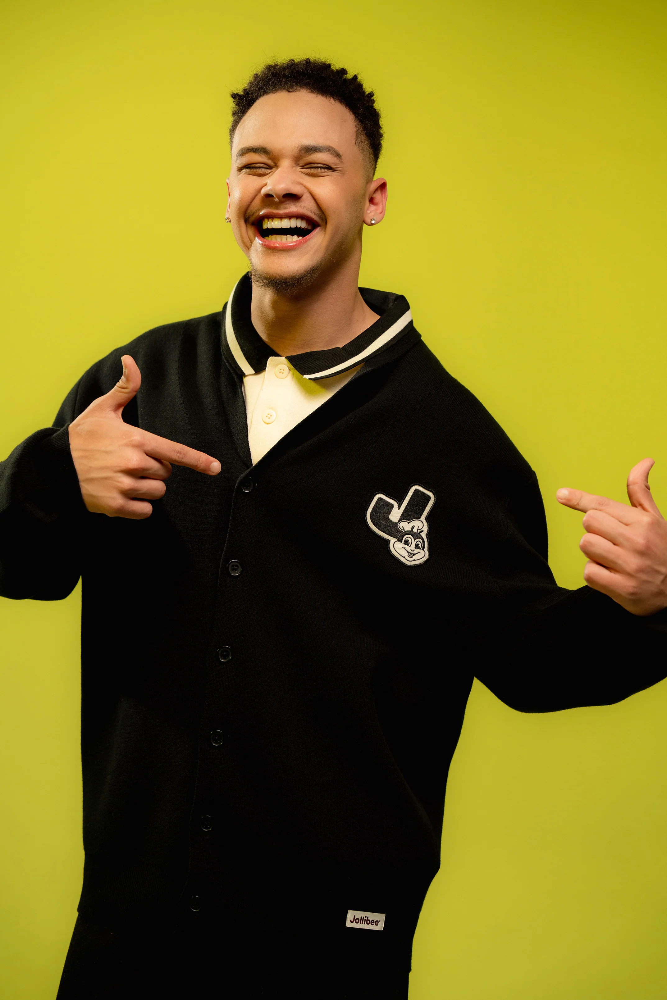 Jollibee J Logo Shawl Collar Cardigan - Jet Black - Image 9