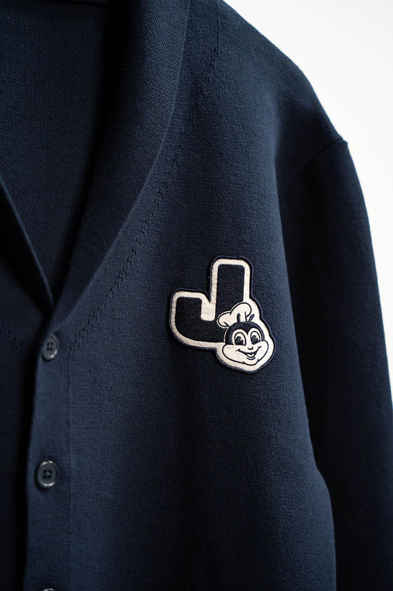 Jollibee J Logo Shawl Collar Cardigan - Midnight Navy - Image 4