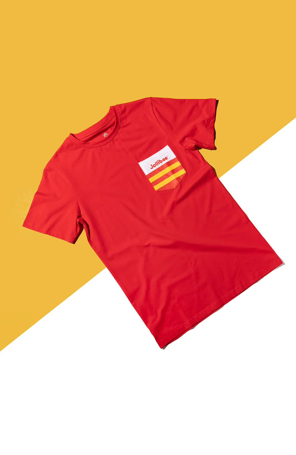 Red T-shirt With Striped Pocket - Image 3